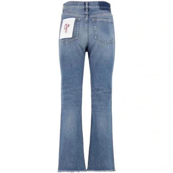 GOLDEN GOOSE EMBROIDERED PATCH CROPPED JEANS SIZE 26 B1676 - Picture 2 of 6